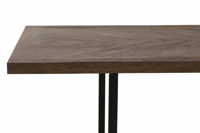 DINING TABLE CHISA BROWN BLACK METAL LEG - DINING TABLES